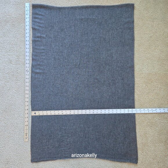 NWOT Woven Cashmere Scarf with Open Weave Detail at Ends Dark Grey Graphite - Picture 10 of 10